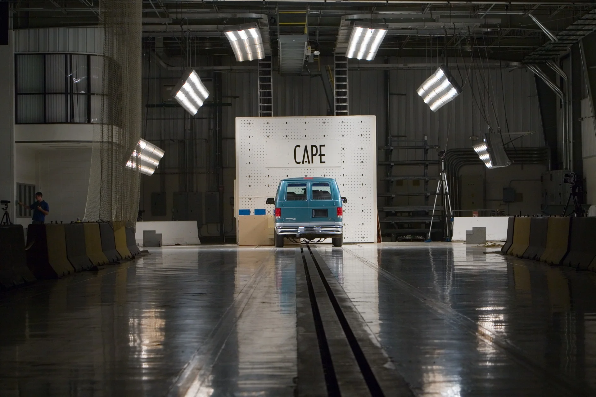 Vehicle positioned inside the CAPE Testing facility